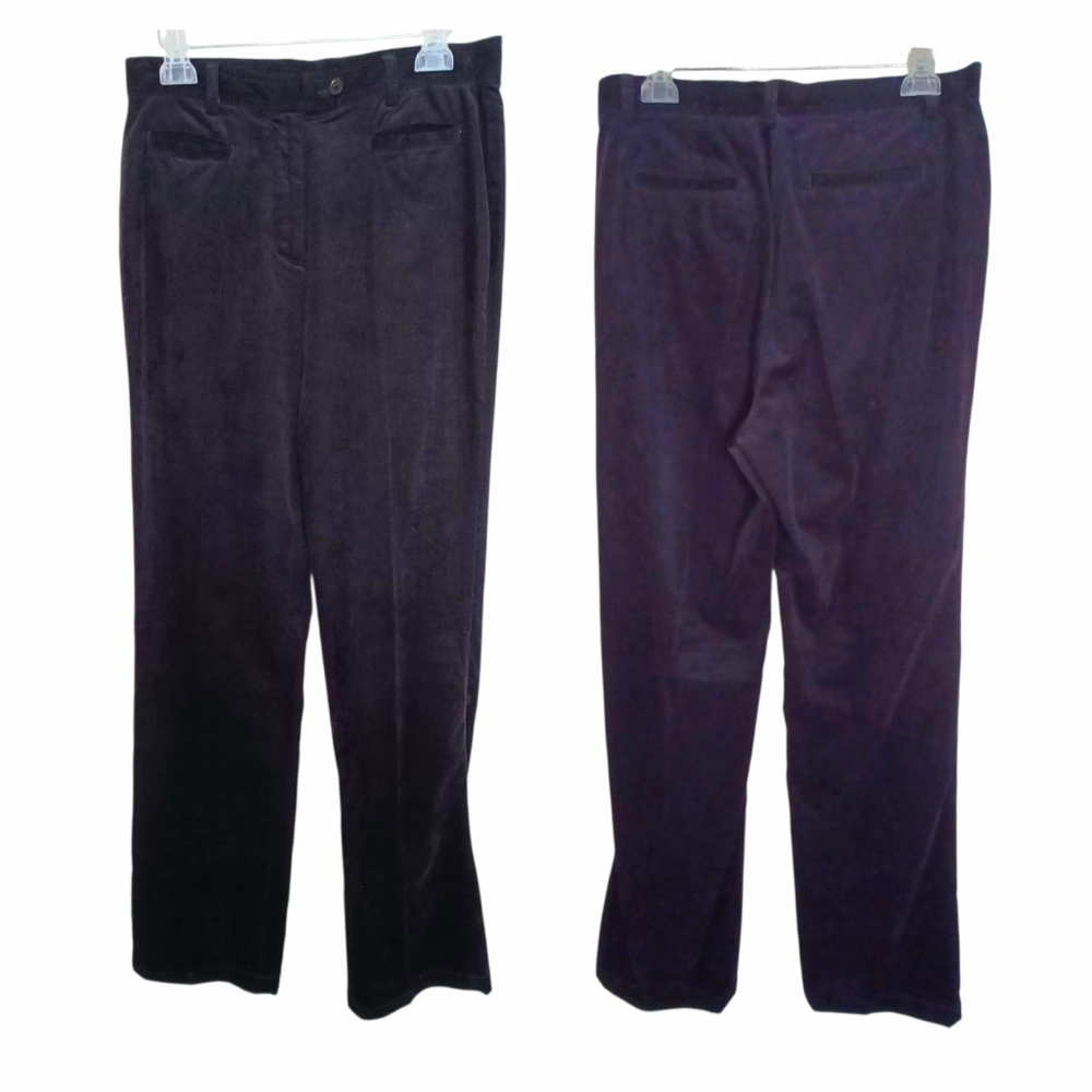Lands' End High Rise Wide Leg Corduroy Pants Navy Blue Women's Sz 10 Preppy